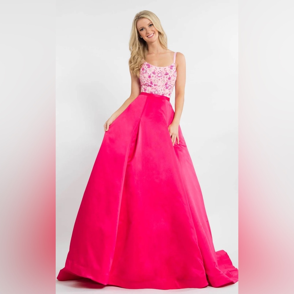 Rachel Allan Pink Beaded Designer Dress